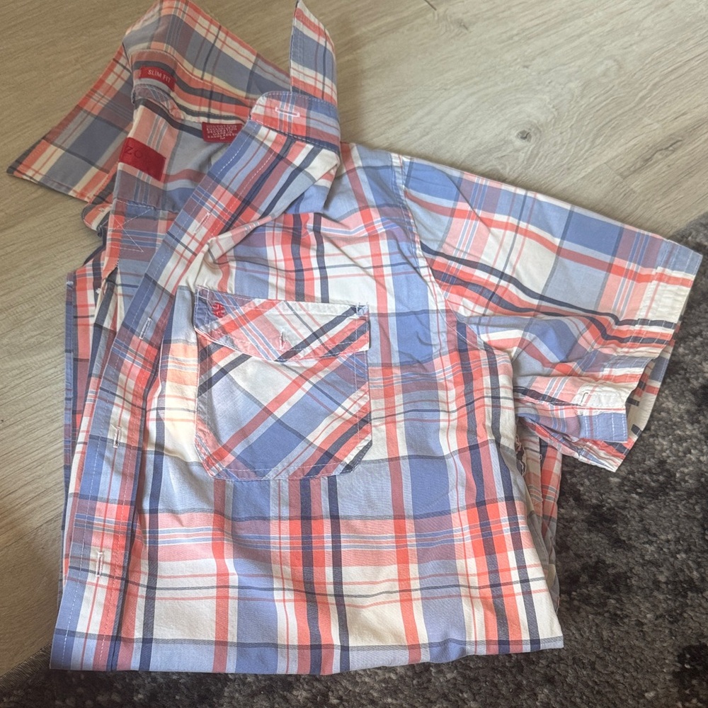 Izod Kids Plaid Shirt in Blue and Red